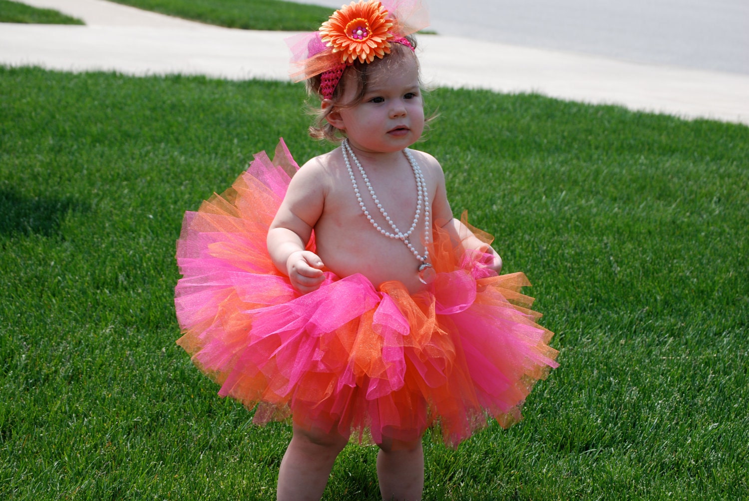 tutu:  Orange and pink tutu/birthday party tutu/wedding tutu, newborn-12 months,1,2,3 & up