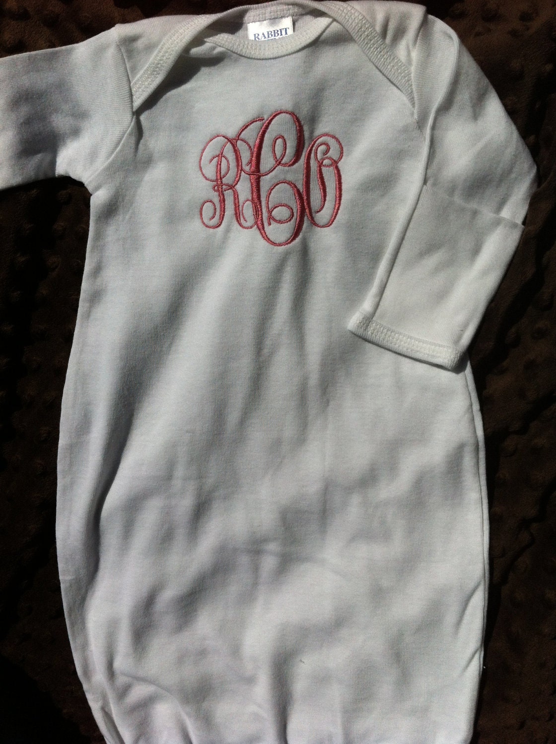 Personalized Infant Gown and Hat - Newborn Gown - Monogrammed Baby Gift - Baby Girl or Baby Boy