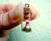 Gnome pendant - tiny terrarium bottle