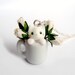 White kitten in a mug pendant - the cat and the rosebuds