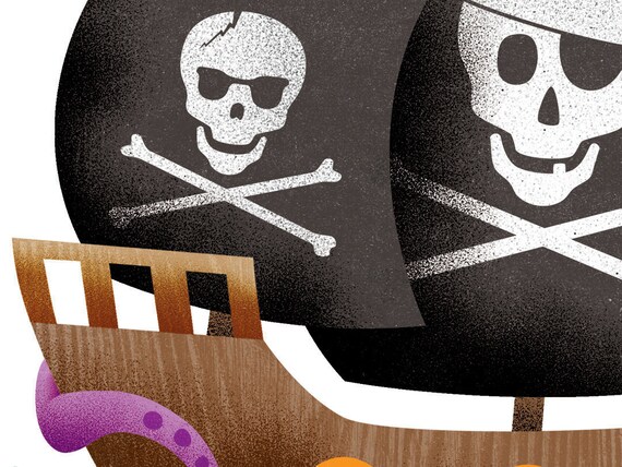 Pirate Bedroom Decor - Pirate Ship Poster 8 X 10