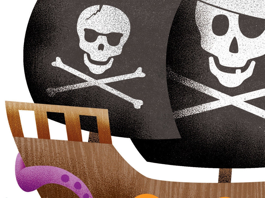 Pirate Bedroom Decor - Pirate Ship Poster 8 X 10