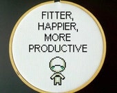 Fitter, Happier, More Productive Paranoid Android PDF Cross Stitch Pattern