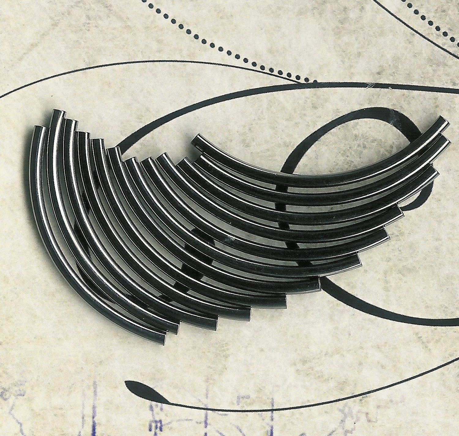12pc-38mm x 2mm Curved Gunmetal Plated Tubes