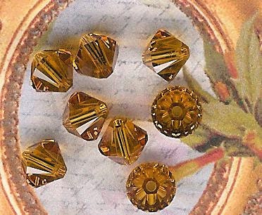 6mm Topaz Austrian Swarovski Crystals-8 piece pack