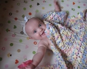 Baby Blanket - Shells and Lace - Ready to ship & Free Shipping