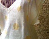 FREE SHIPPING: Vintage Butter Yellow Large Polka Dot Slouchy Sweater Shirt