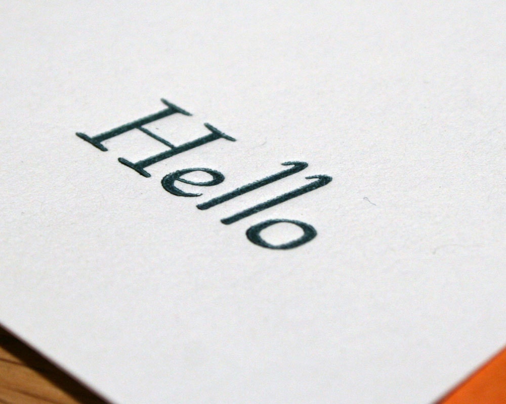 Hello Letterpress Note Cards - Set of 6