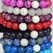 Gemstone and Silver Charm Of Your Choice Semi Precious Gemstone Beaded Bracelet with Silver Pave Rhinestones
