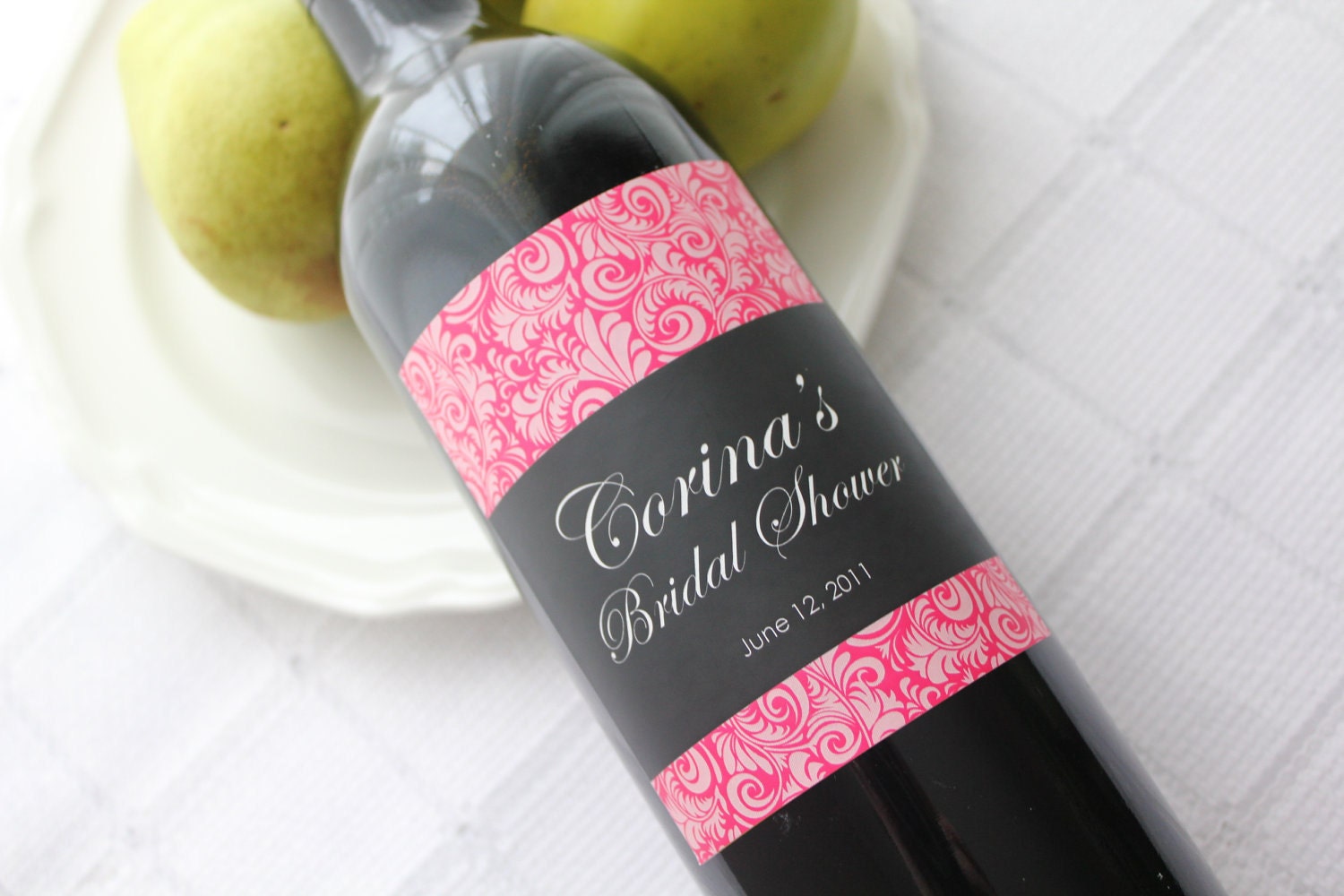 Feathers and Swirls - Custom Wine Lables