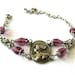 Antiqued silver Victorian lady bracelet purple jewelry teardrop beads, Purple bracelet victorian style