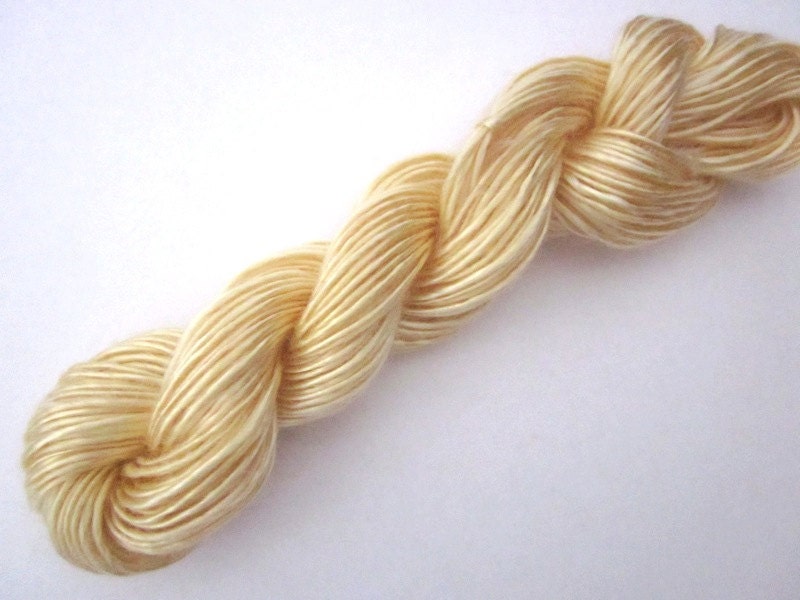 Handspun Yarn Hand-dyed Golden 1-ply Lace-weight Tencel