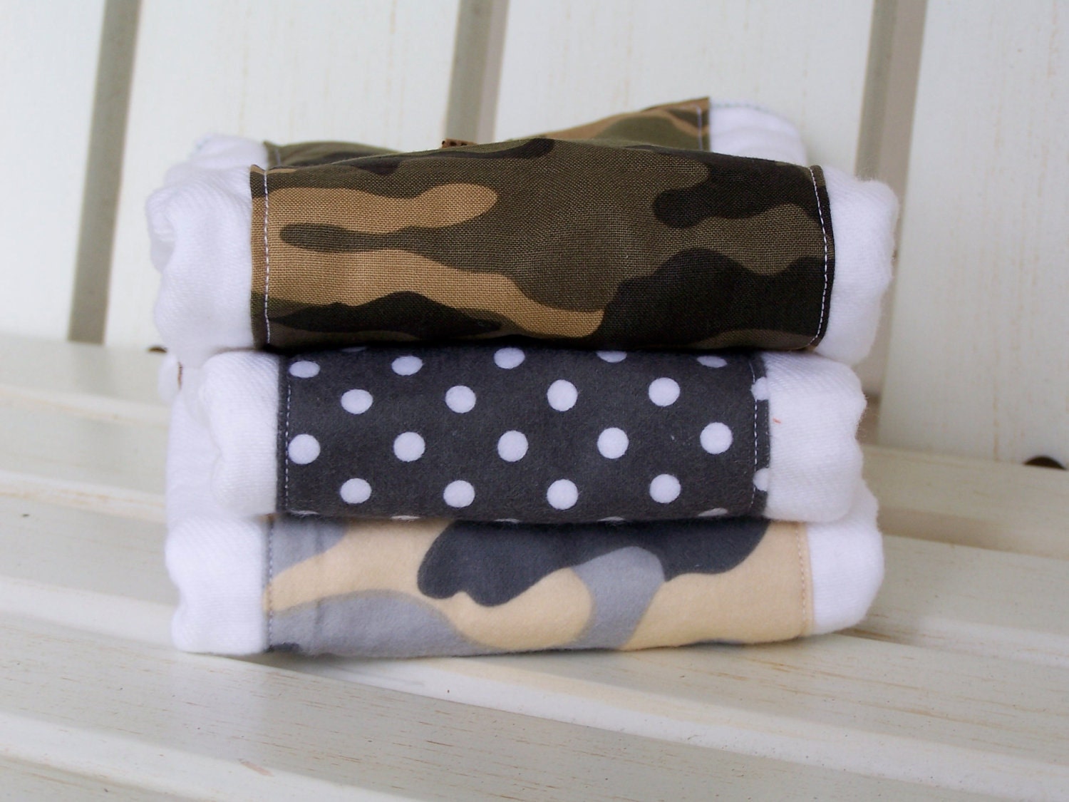 Set of Three Burp Cloths for a baby boy  camouflage