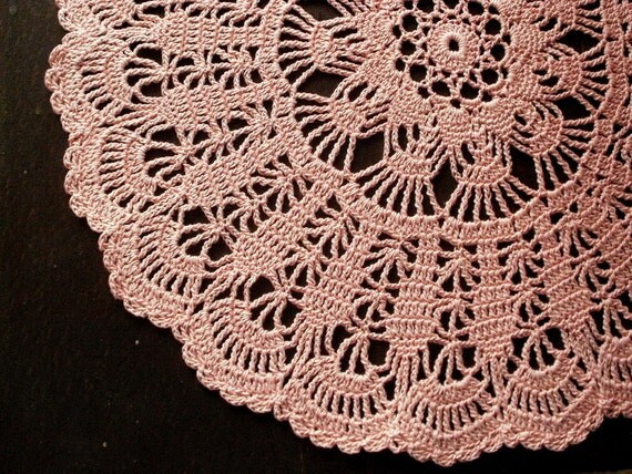 Pink crochet doily shabby chic