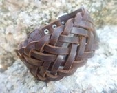 Brown  Leather Bracelet .Cuff.Unisex