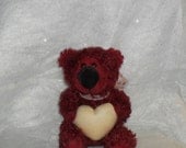 White Lilac and Lavender Wax Dipped  Valentine Heart Bear.