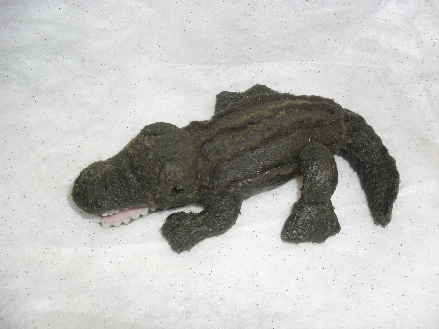Alligator Stuffed Animal. White Lilac and Lavender Scented Wax Dipped  .
