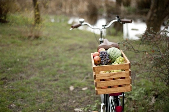 Wood Bike Basket