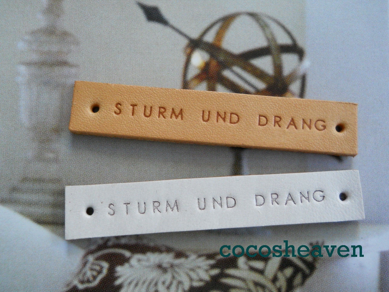 25 custom leather labels - personalized - embossing effect (VEG-TAN COLOR)