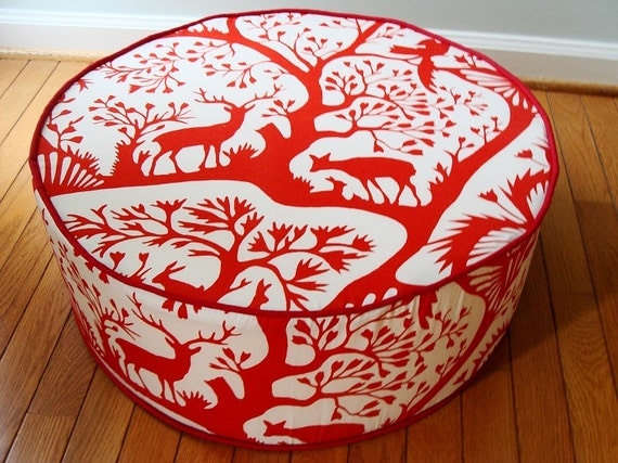 Duralee round floor cushion modern and unique floor chic floor pillow red and white ottoman