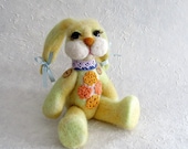Bunny Yellow Natural - OOAK Handmade Needle Felted  - gift idea