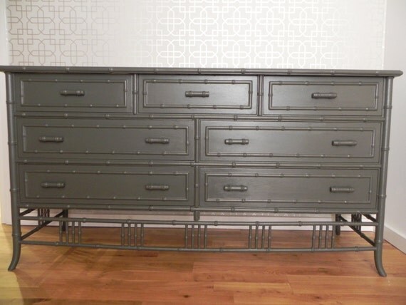 Vintage Bamboo Sideboard, Chest of Drawers, Cupboard, Cradenza