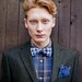 Red polka dot bow tie - double sided