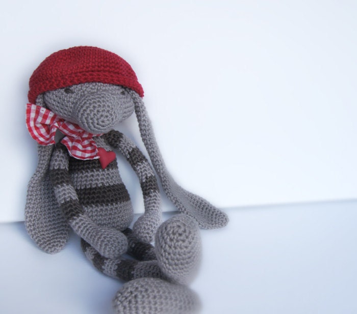 Amigurumi Striped Bunny in Grey and Taupe
