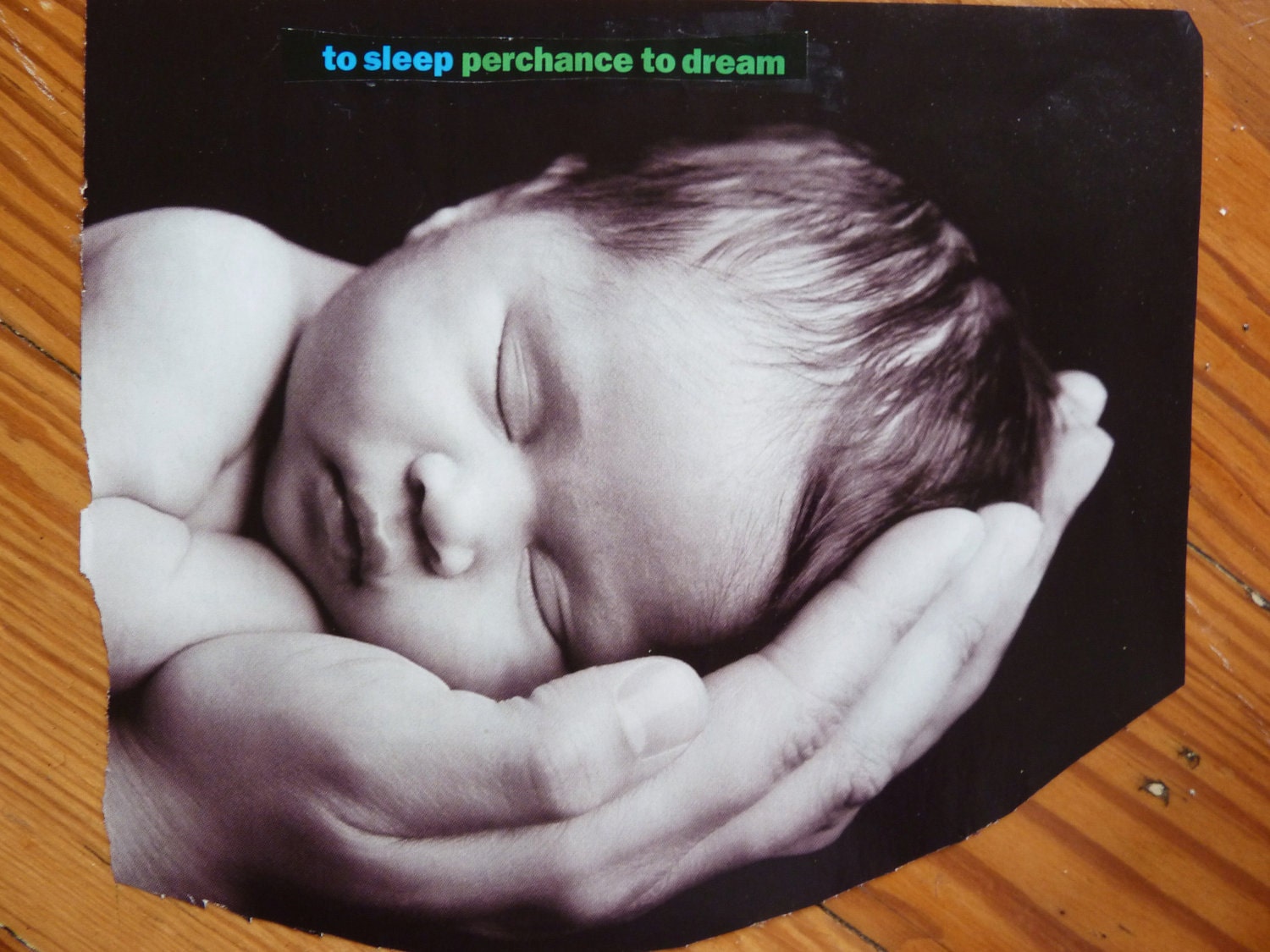 Baby To Sleep Perchance to Dream- Black and White- Shakespeare- Collage Note Card on High Quality Recycled Cardstock