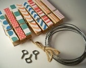 Kids Art Display. Clothesline Kit. Clothespins. Office. Chevron. Stripes. Photo Display. Photo Frame. Wall Garland. Home.
