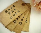 100 Vintage Wedding Save The Date Tag. Shabby Chic. Rustic. Country. Primitive. Farmhouse. Cottage. Antique. Stained. Distressed.