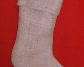 Burlap Stocking with Brown Muslin Lining, Fully Lined
