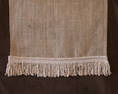 Burlap Table Runner with Taupe Bullion Fringe Trim 70 X 14 inches