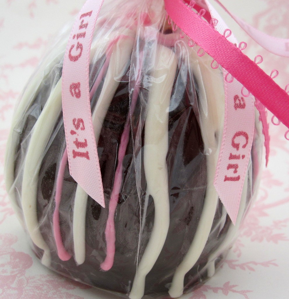 IT'S A GIRL - Pink and White Chocolate Covered Apple Special Gift