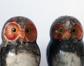 Vintage Owl Figurines. Set of Three. Carved from Alabaster. Made in Italy