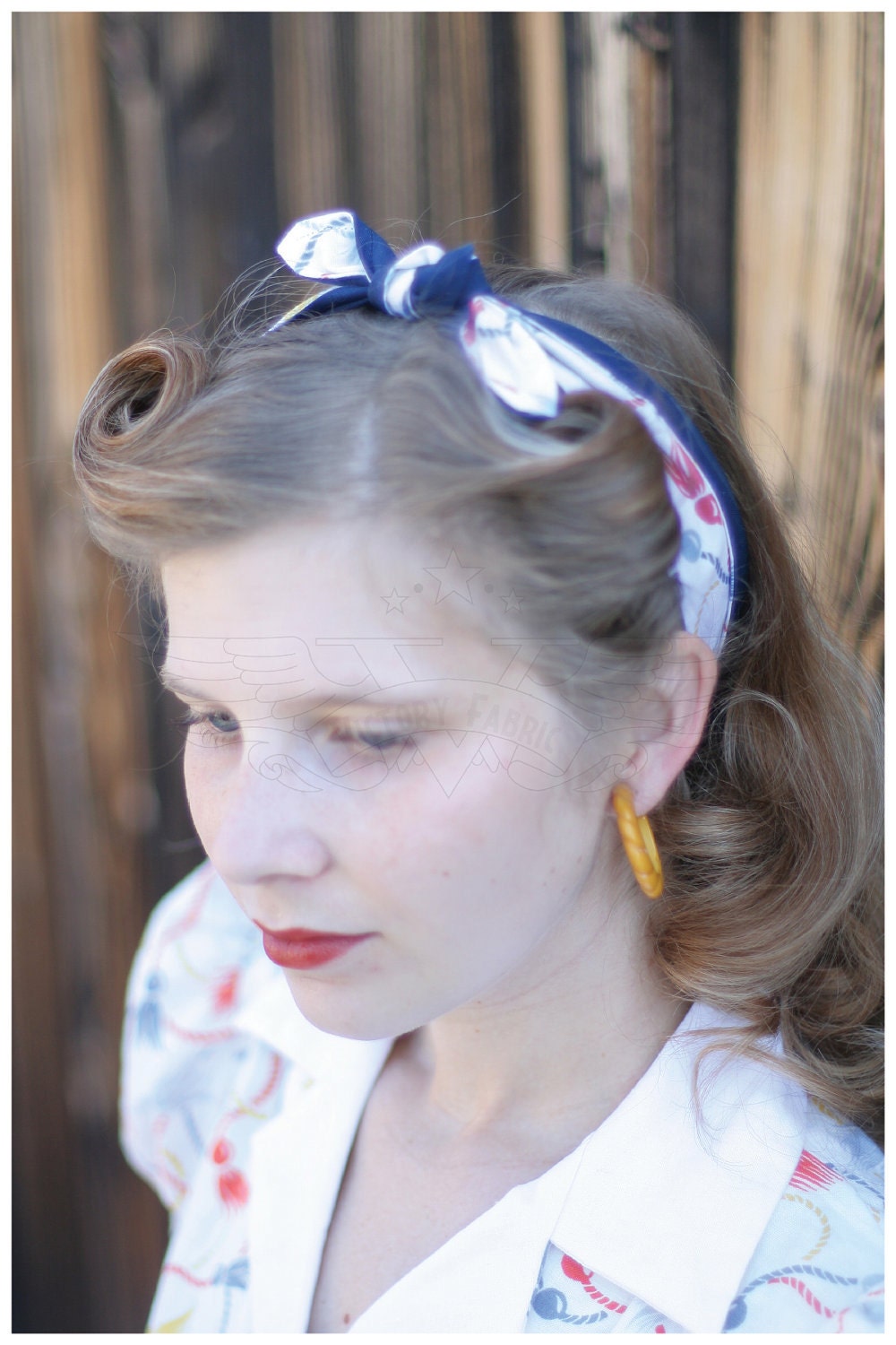 Retro Rockabilly Headband - Nautical Tassel Print