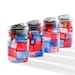 mason jars solar lights vintage atlas & ball glass top .. handmade : pint size decoupage - set of 4 red white and blue