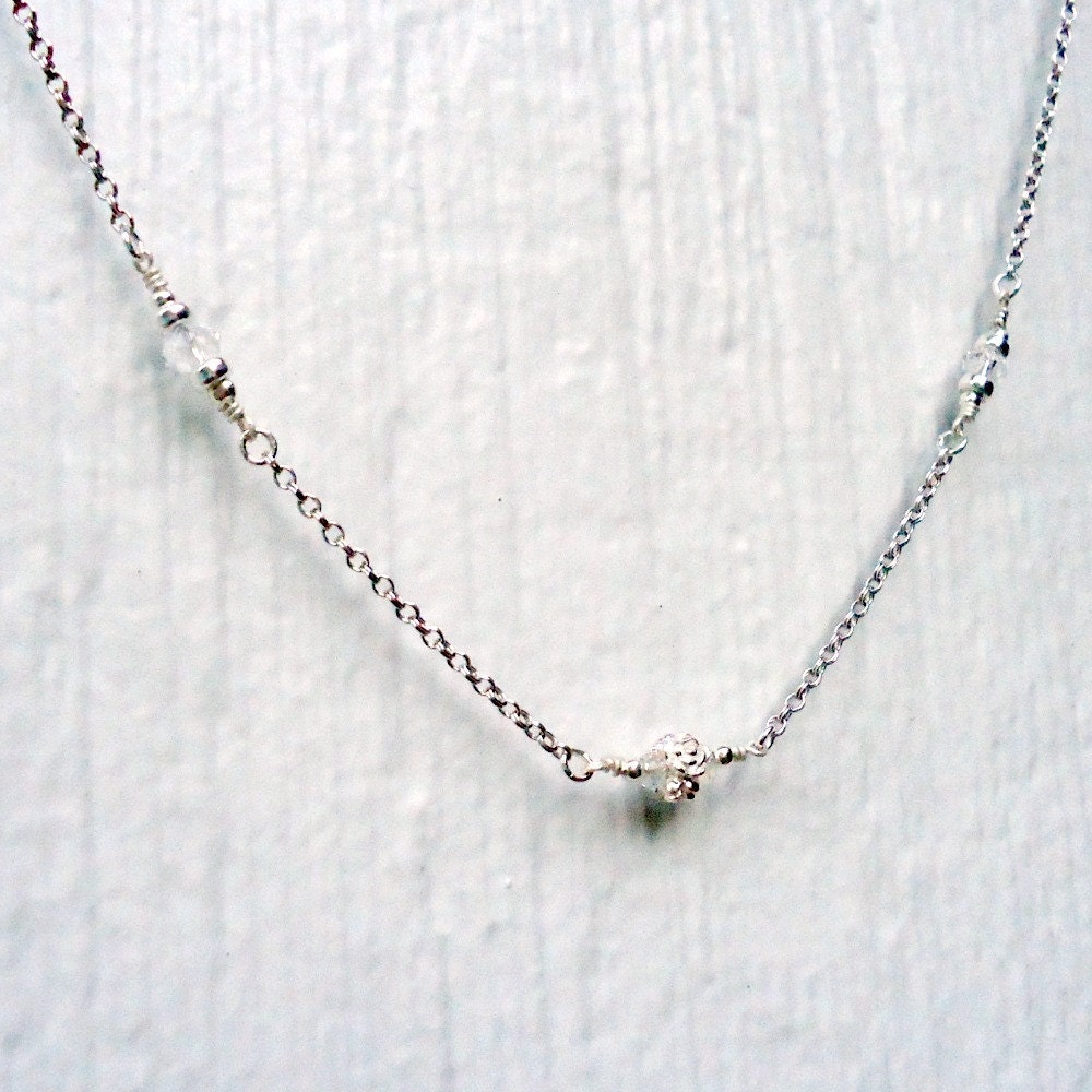 Crystal Necklace Silver Jewellery Wedding Jewelry Sterling Silver 925 Bride Wedding Bridesmaid Minimal Everyday Fashion N-31