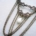 Turquoise Necklace Brass Necklace Criss Cross Chain Jewelry White Gemstone Jewellery Pendant Unique Renaissance Victorian Scroll Loop N-60