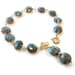 Gray Labradorite Bracelet Gold Jewelry Grey Natural Gemstone Jewellery Iridescent Shiney Charm Wire Wrapped Fashion B-219