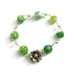 Green Bracelet Agate Gemstone Sterling Silver Jewelry Flower Clasp Spring Fashion Lime Green Apple Green B-261