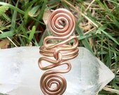 Wire Wrapped Ring, Double Spiral Wire Wrapped Aluminum Ring. Anodized Copper Color.