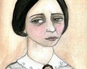 M. Hortence, A Illustrated Victorian Lady Watercolor Portrait Art Print  (6x8)