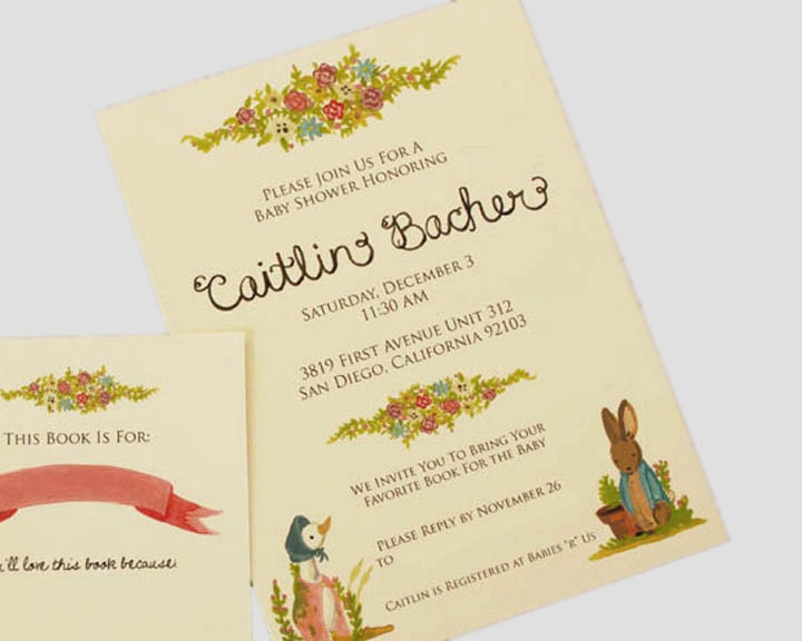 Custom Beatrix Potter Inspired Baby Shower Invitation Digital Download