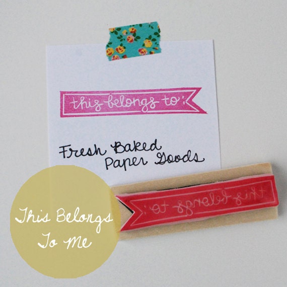 Hand Carved "This Belongs To" Rubber Stamp
