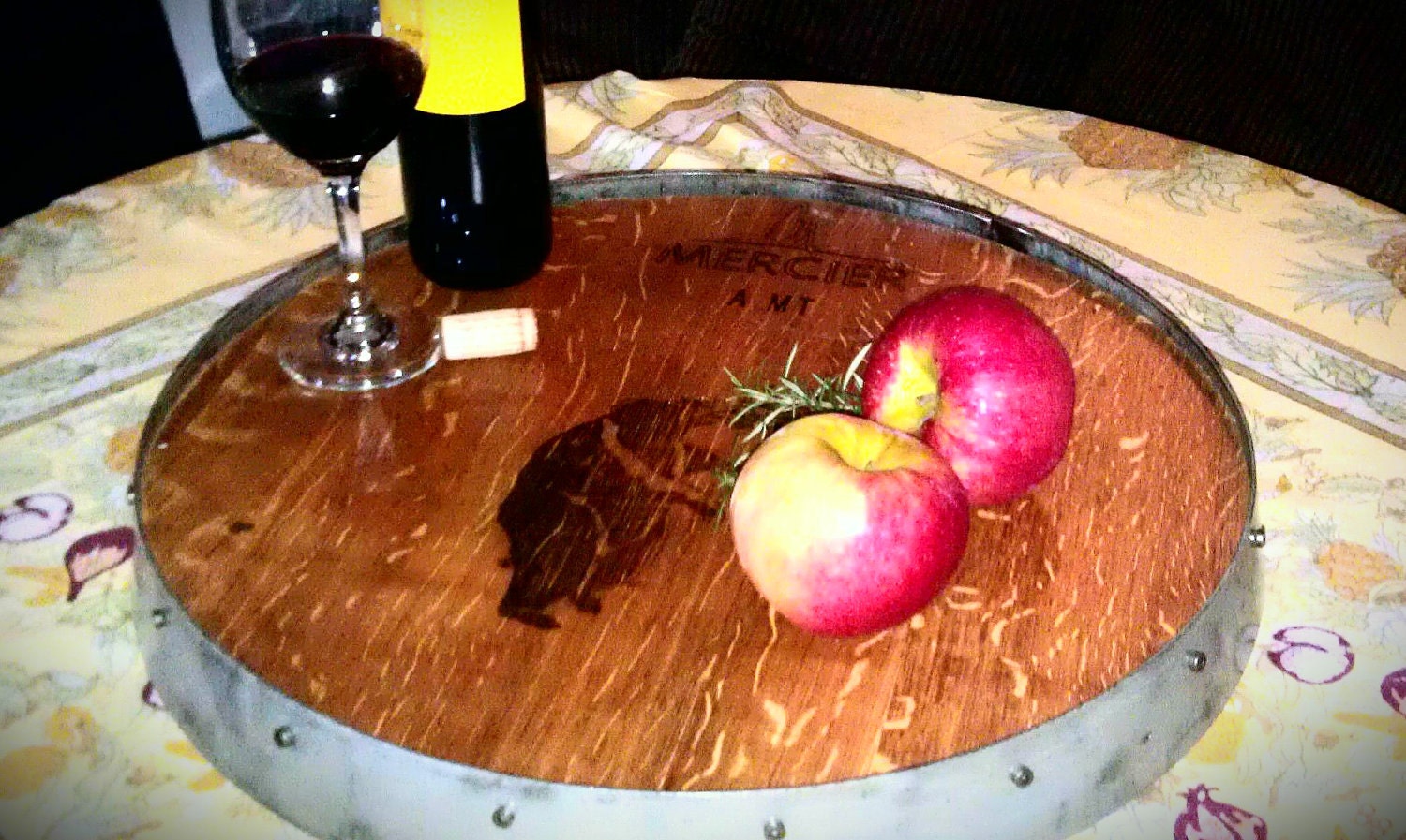 Lazy susan wine barrel top