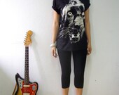 Black Panther Animal Graphic Design Hand Printed T-Shirt S