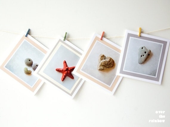 Greeting cards, set of 4, beach photography, blank inside