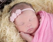 Baby Crochet Headband, Newborn Headband, Baby Girl Headbands, Pink Flower Headband, Baby Headbands
