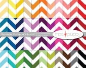 Chevron Digital Scrapbook Paper Pack  --  Chevron Rainbow X-Large -- INSTANT DOWNLOAD